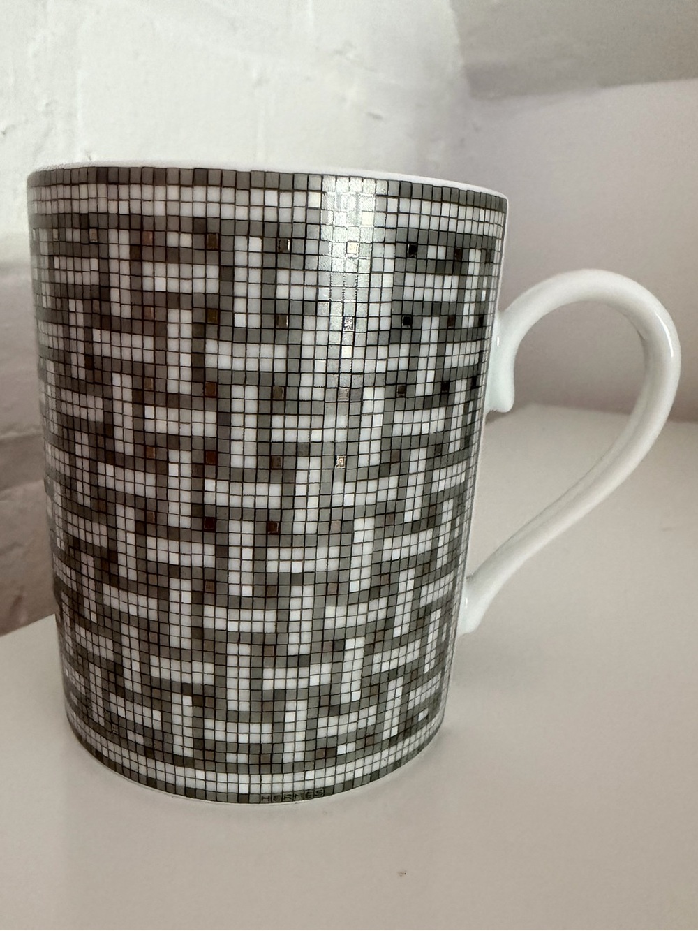 Hermes La Maison Gray Mosaic Porcelain Mug